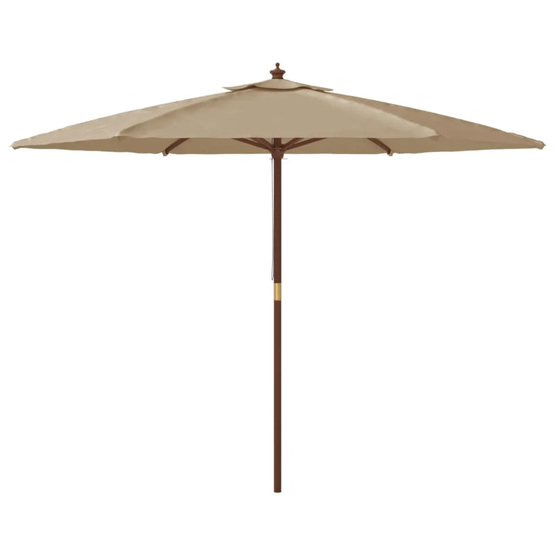 Garden Parasol with Wooden Pole Taupe 299x240 cm