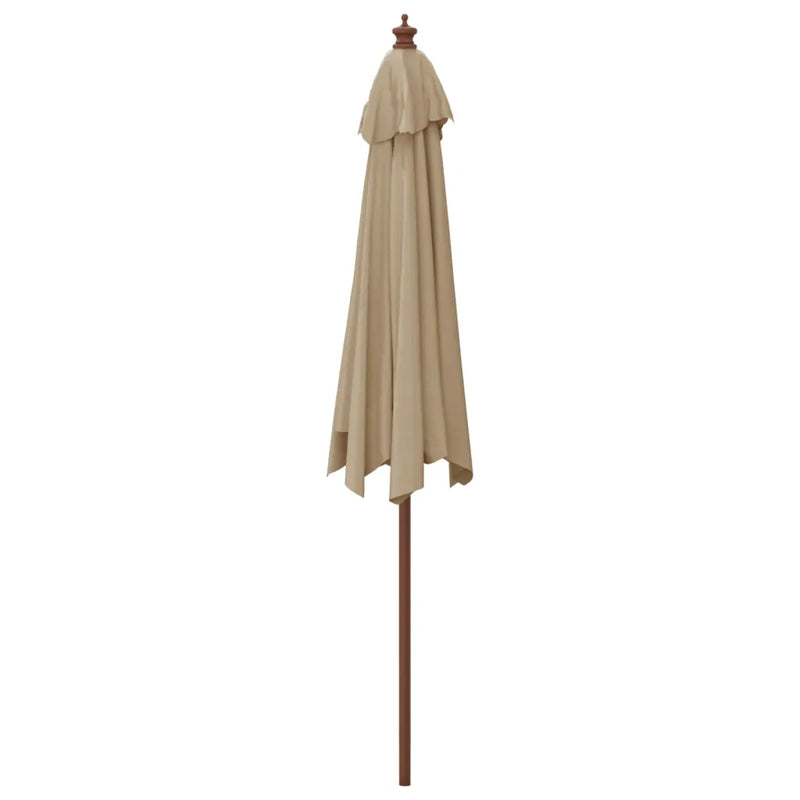 Garden Parasol with Wooden Pole Taupe 299x240 cm