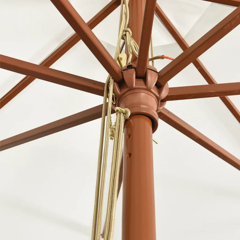 Garden Parasol with Wooden Pole Sand 400x273 cm