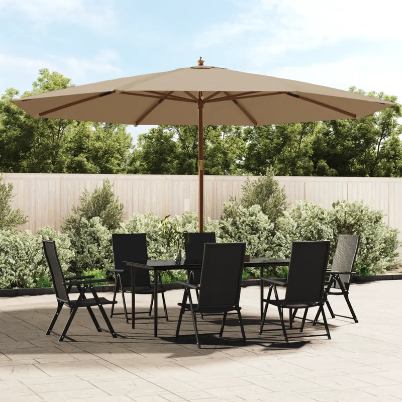 Garden Parasol with Wooden Pole Taupe 400x273 cm