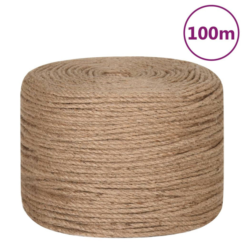 vidaXL Jute Rope 100 m Long 6 mm Thick