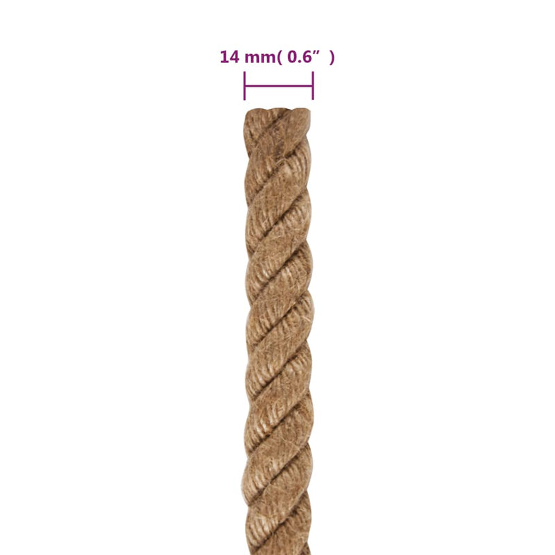 vidaXL Jute Rope 50 m Long 14 mm Thick
