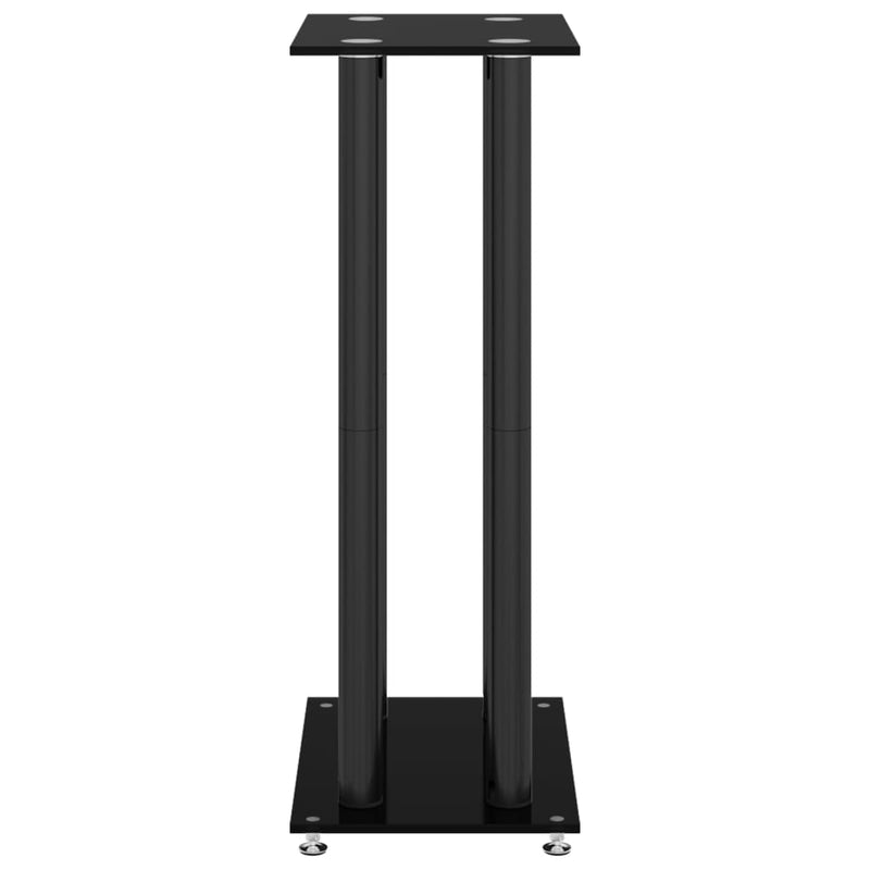 vidaXL Speaker Stands 2 pcs Black Tempered Glass 4 Pillars Design