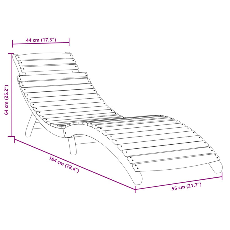 vidaXL Sun Lounger Grey 184x55x64 cm Solid Wood Acacia
