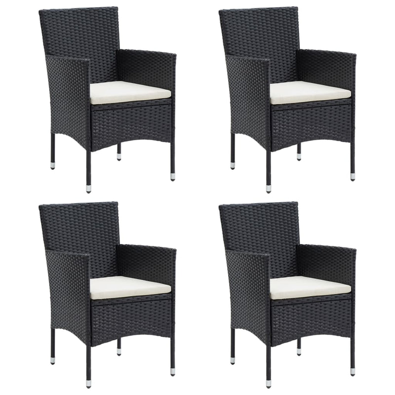 vidaXL 5 Piece Garden Dining Set with Cushions Black