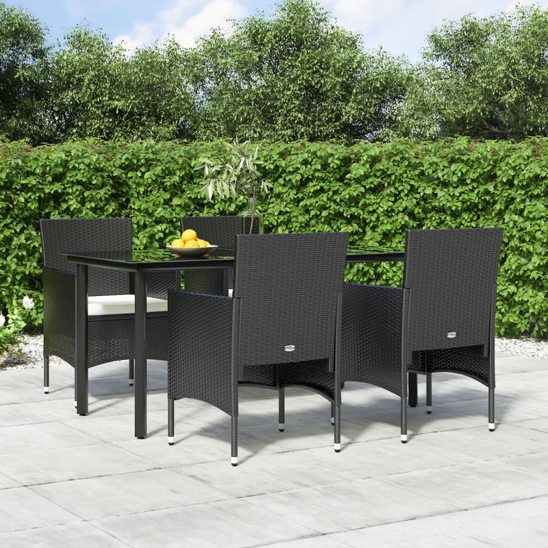 vidaXL 5 Piece Garden Dining Set with Cushions Black