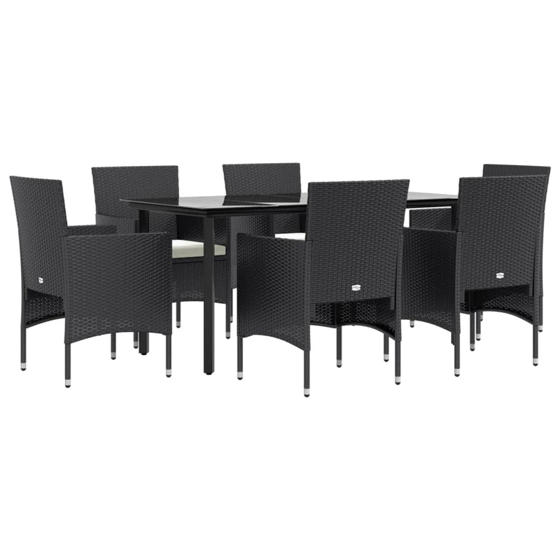 vidaXL 7 Piece Garden Dining Set with Cushions Black