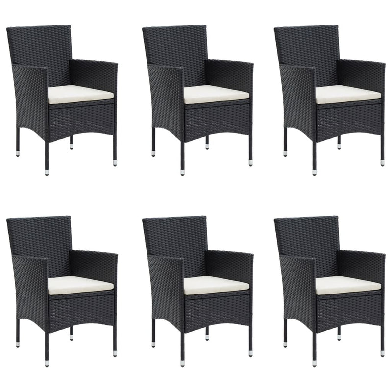 vidaXL 7 Piece Garden Dining Set with Cushions Black