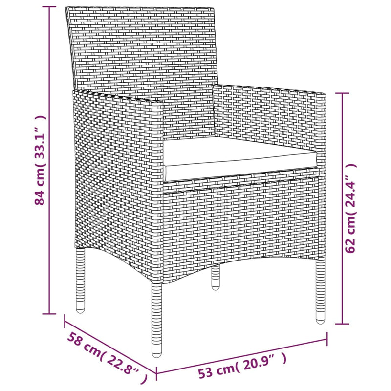 vidaXL 7 Piece Garden Dining Set with Cushions Grey and Black