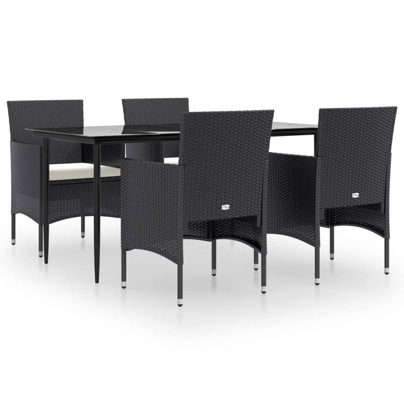 vidaXL 5 Piece Garden Dining Set with Cushions Black