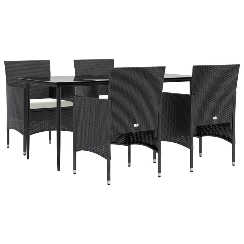 vidaXL 5 Piece Garden Dining Set with Cushions Black