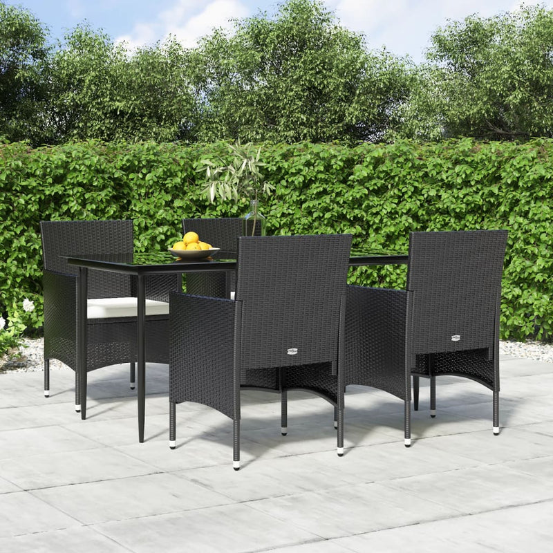 vidaXL 5 Piece Garden Dining Set with Cushions Black