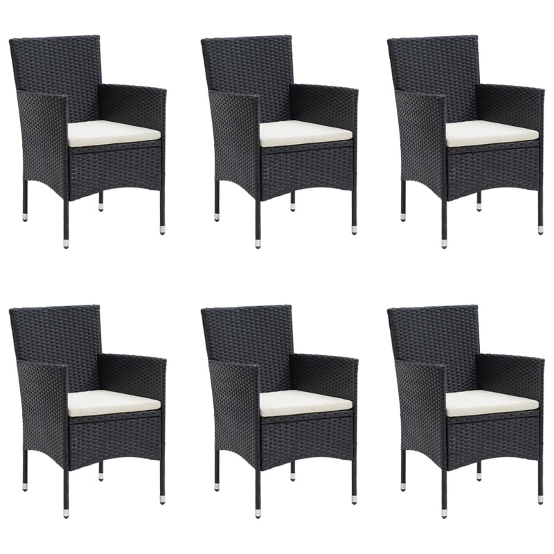 vidaXL 7 Piece Garden Dining Set with Cushions Black