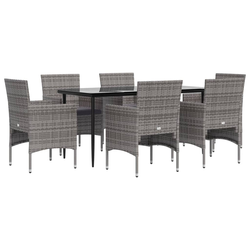 vidaXL 7 Piece Garden Dining Set with Cushions Grey and Black