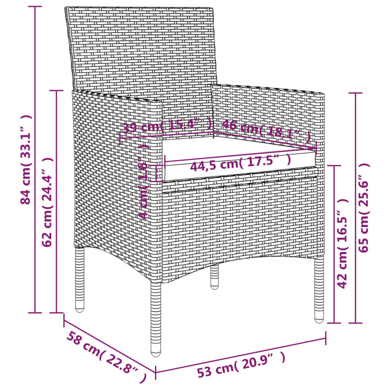 vidaXL 7 Piece Garden Dining Set with Cushions Grey and Black