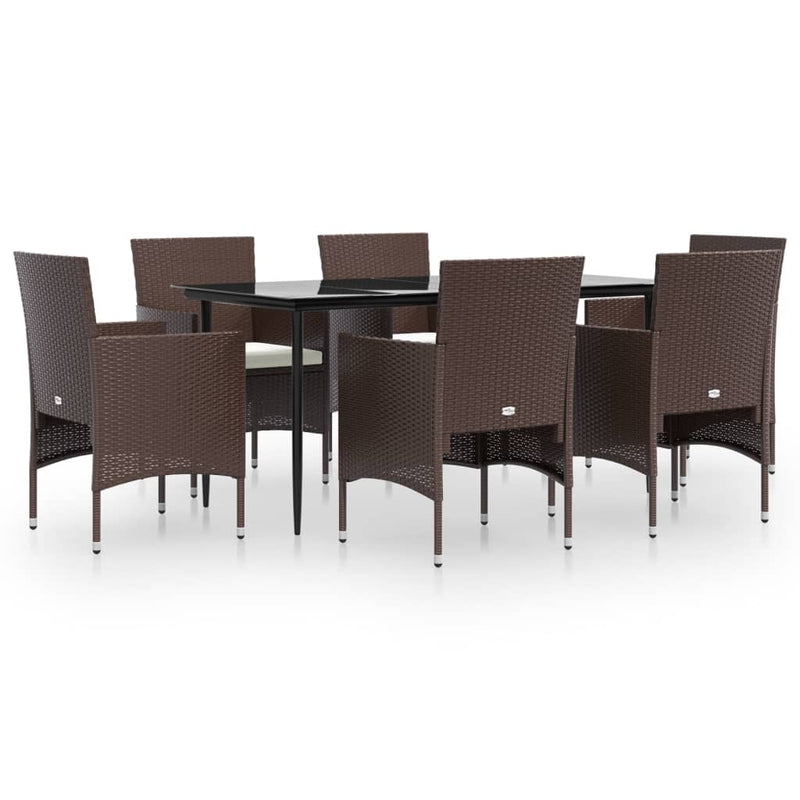 vidaXL 7 Piece Garden Dining Set with Cushions Brown and Black