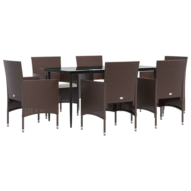 vidaXL 7 Piece Garden Dining Set with Cushions Brown and Black