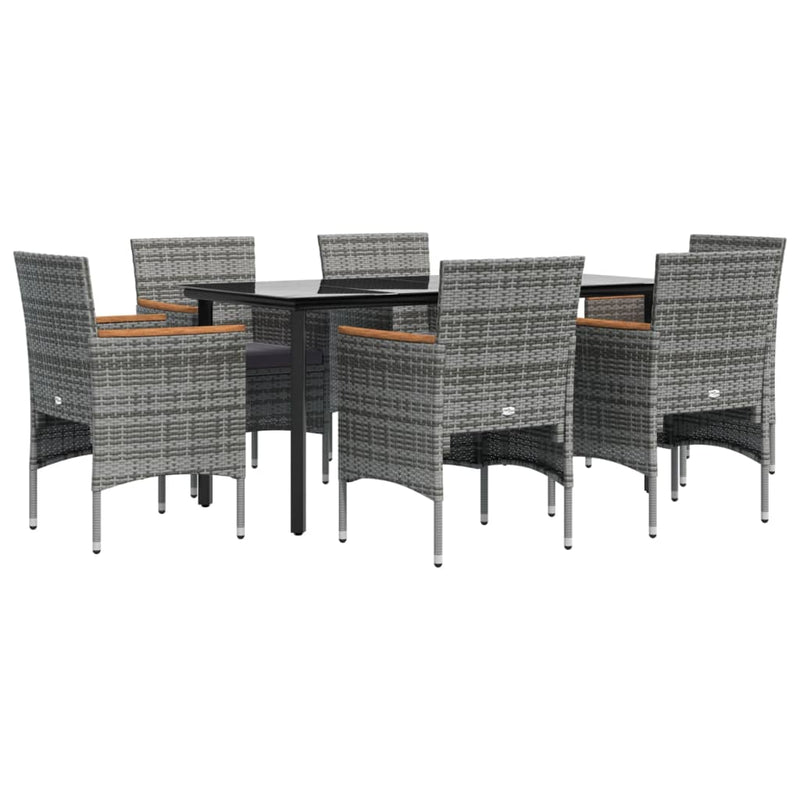 vidaXL 7 Piece Garden Dining Set with Cushions Grey and Black