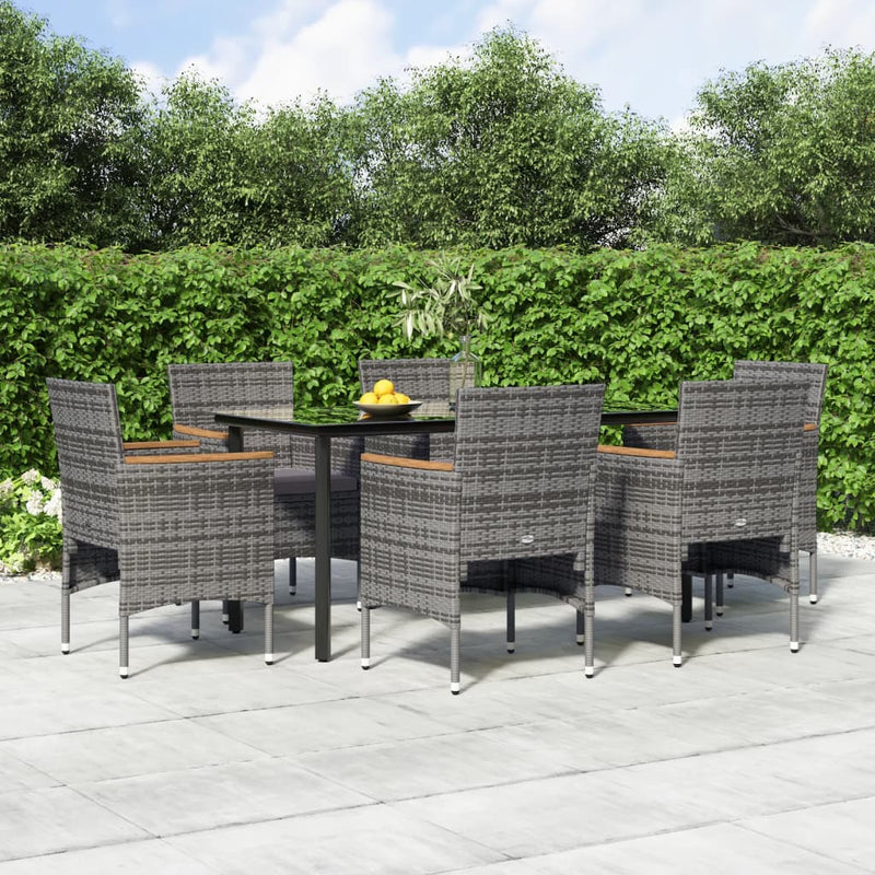 vidaXL 7 Piece Garden Dining Set with Cushions Grey and Black