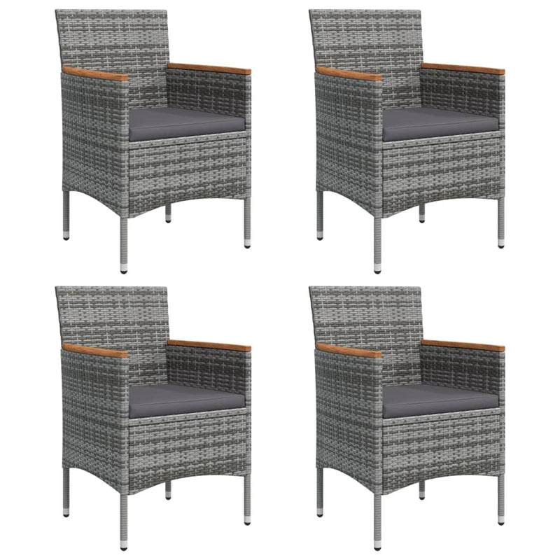 vidaXL 5 Piece Garden Dining Set with Cushions Grey and Black
