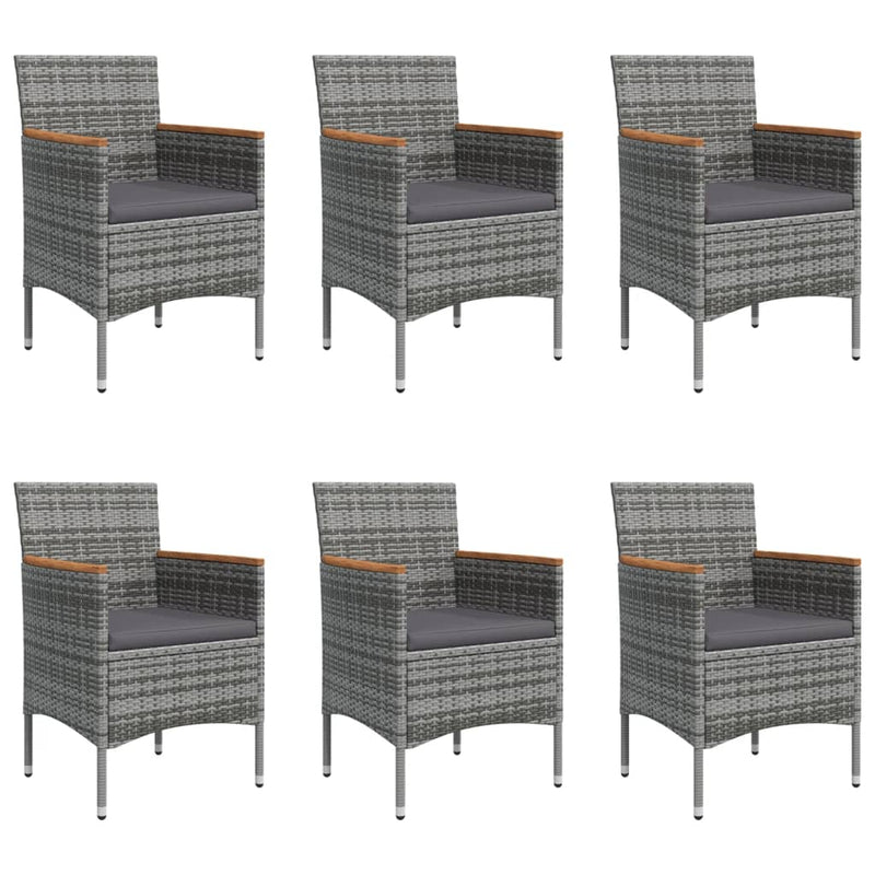 vidaXL 7 Piece Garden Dining Set with Cushions Grey and Black