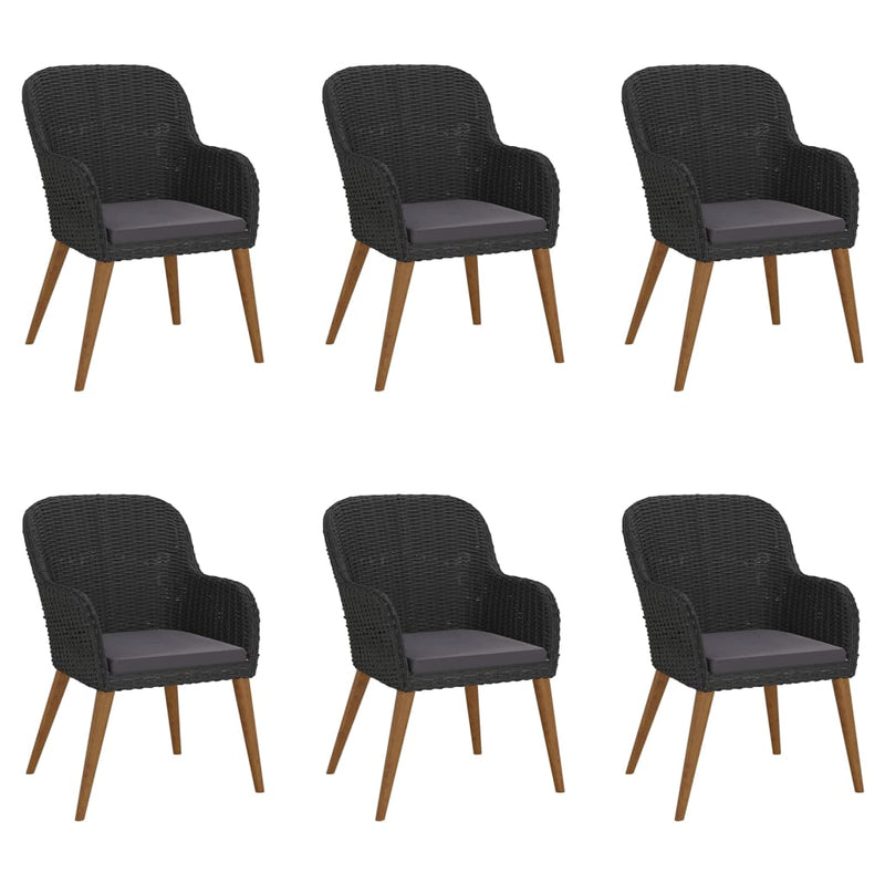 vidaXL 7 Piece Garden Dining Set with Cushions Black