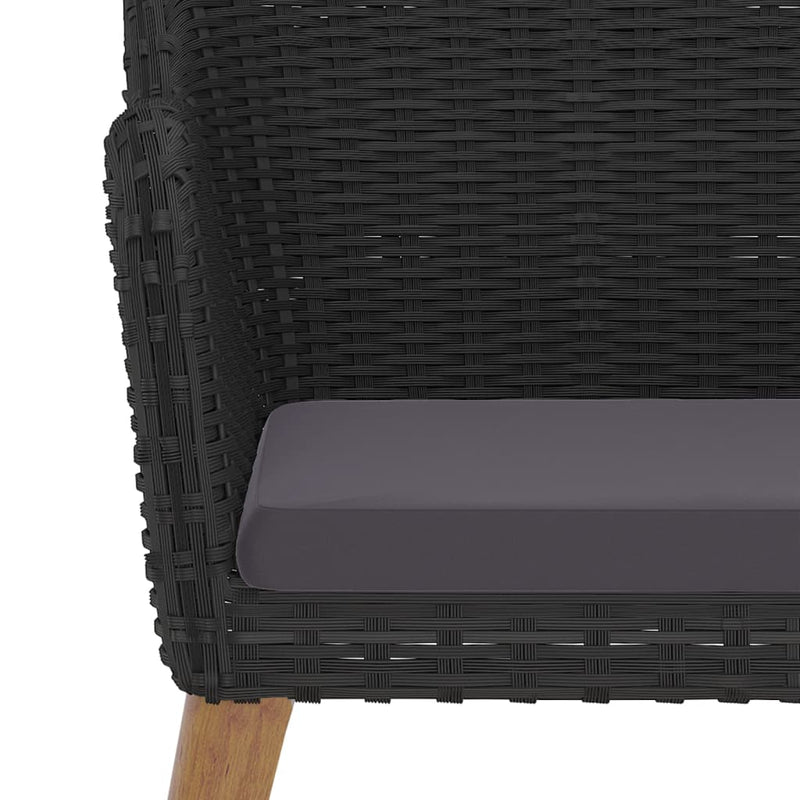 vidaXL 7 Piece Garden Dining Set with Cushions Black