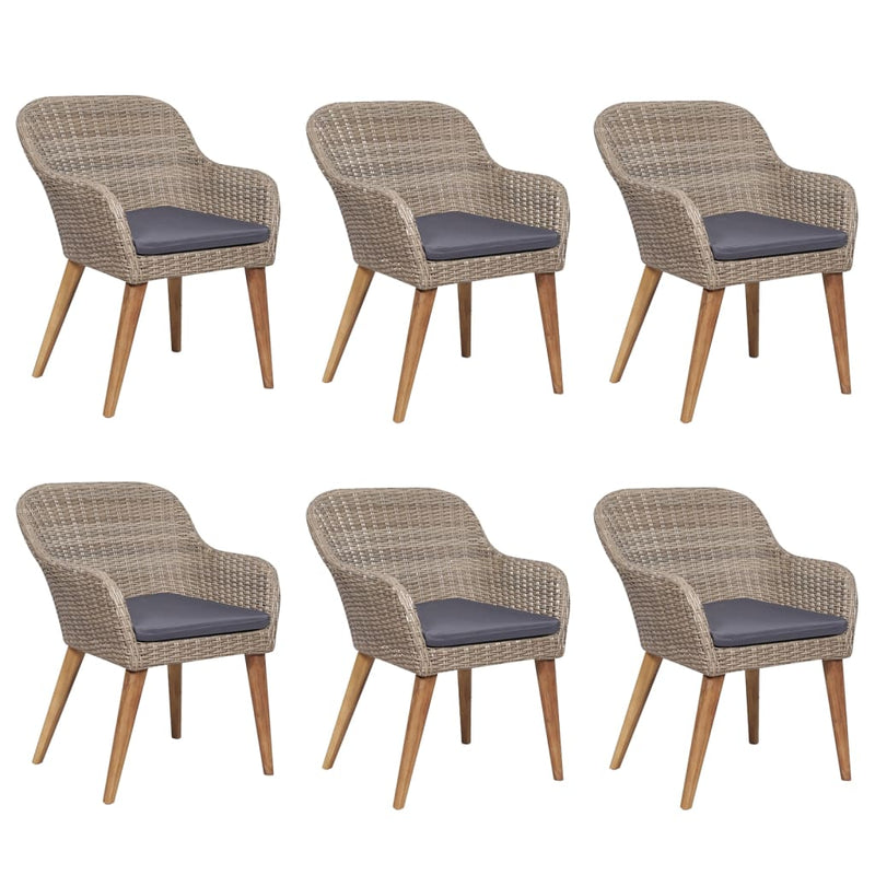 vidaXL 7 Piece Garden Dining Set with Cushions Brown