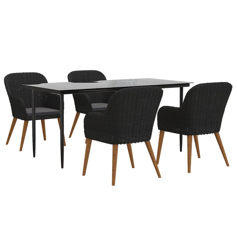 vidaXL 5 Piece Garden Dining Set with Cushions Black
