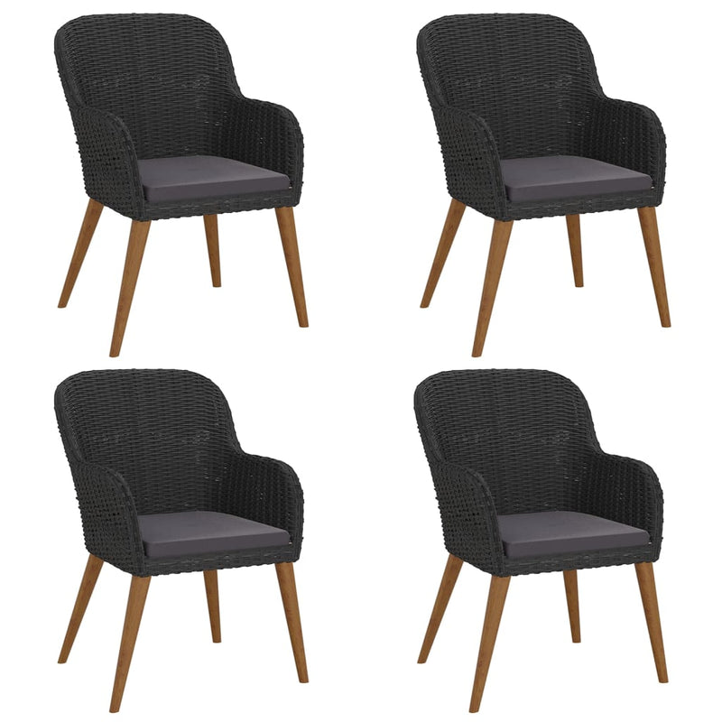 vidaXL 5 Piece Garden Dining Set with Cushions Black