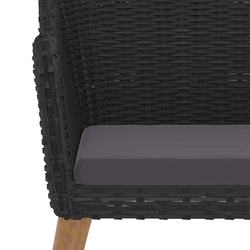 7 Piece Garden Dining Set with Cushions Black