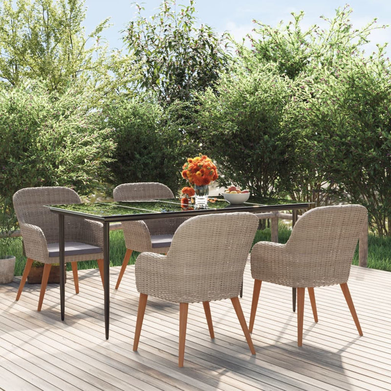 vidaXL 5 Piece Garden Dining Set with Cushions Brown