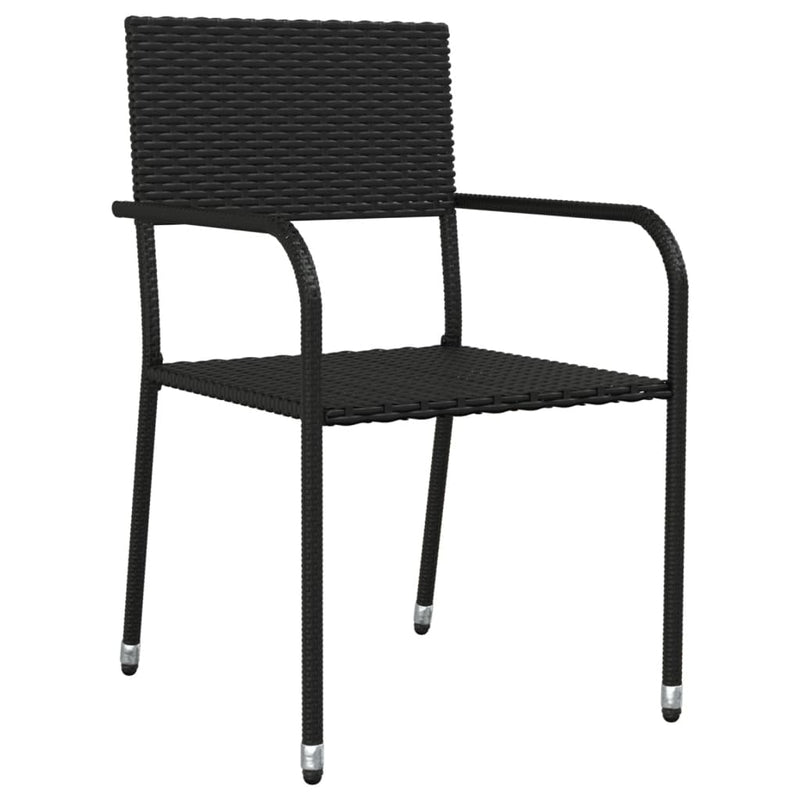vidaXL 5 Piece Garden Dining Set Black Poly Rattan