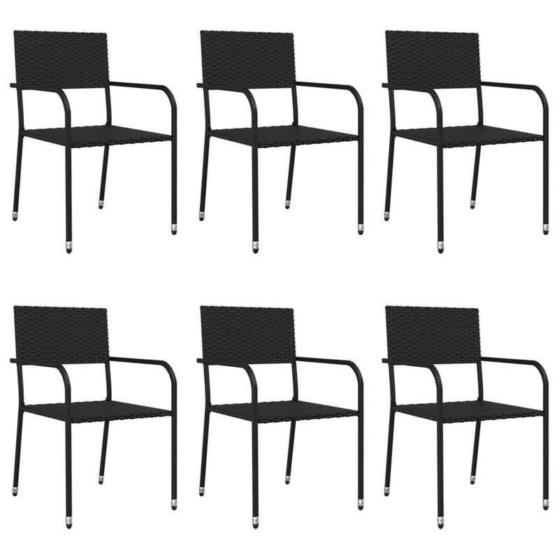 vidaXL 7 Piece Garden Dining Set Black Poly Rattan