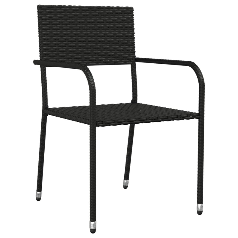 vidaXL 7 Piece Garden Dining Set Black Poly Rattan