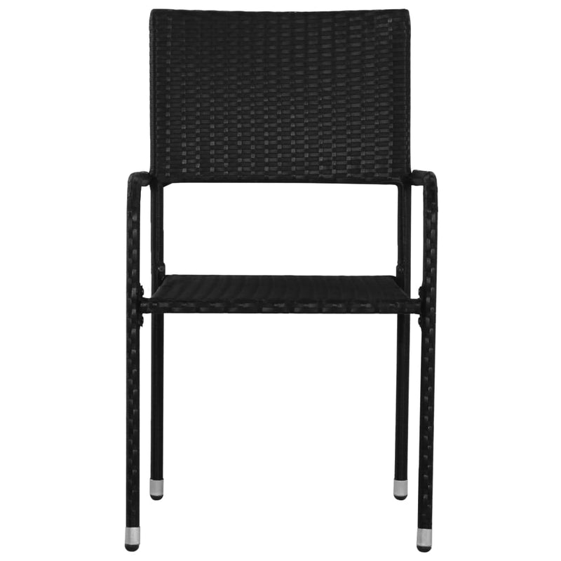 vidaXL 7 Piece Garden Dining Set Black Poly Rattan