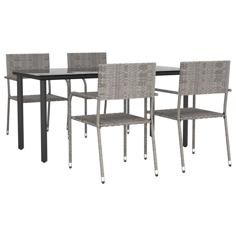 vidaXL 5 Piece Garden Dining Set Grey Poly Rattan