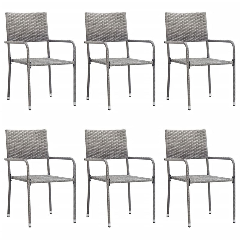 vidaXL 7 Piece Garden Dining Set Grey Poly Rattan