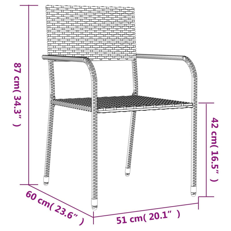 vidaXL 7 Piece Garden Dining Set Grey Poly Rattan