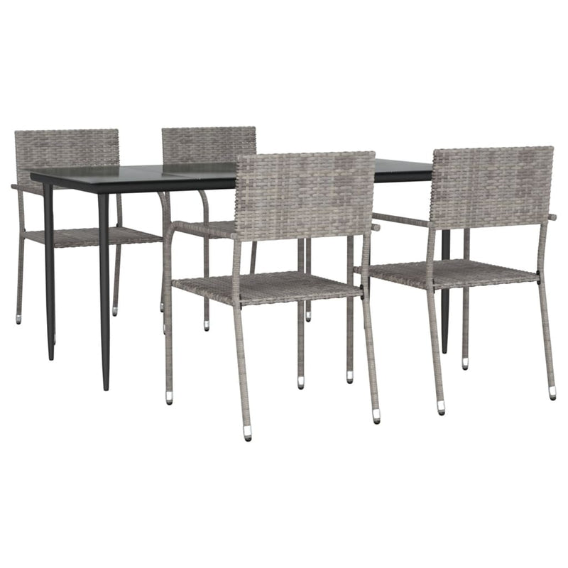 vidaXL 5 Piece Garden Dining Set Grey Poly Rattan