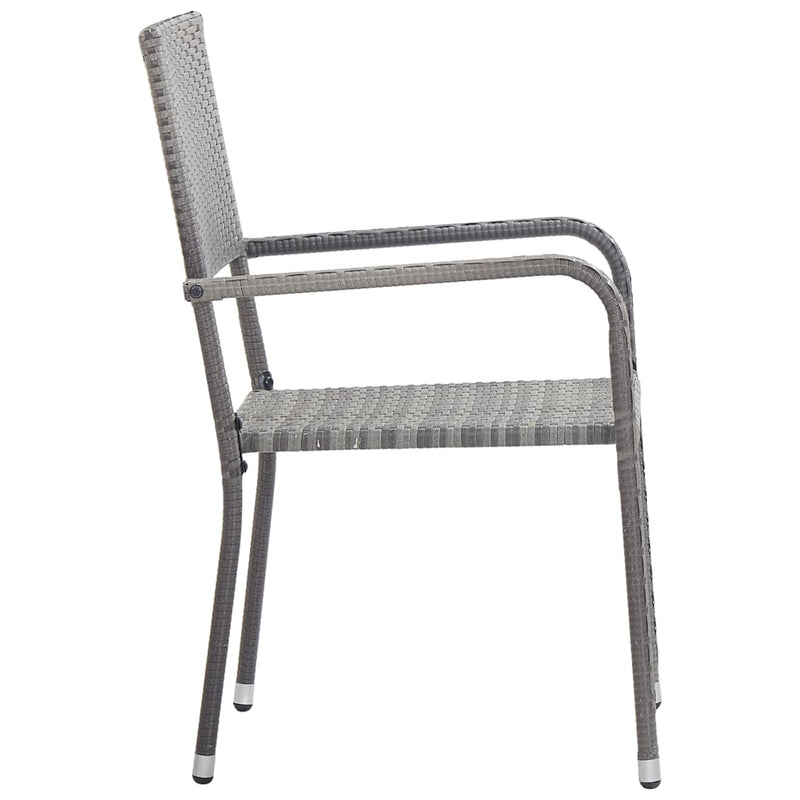 vidaXL 5 Piece Garden Dining Set Grey Poly Rattan