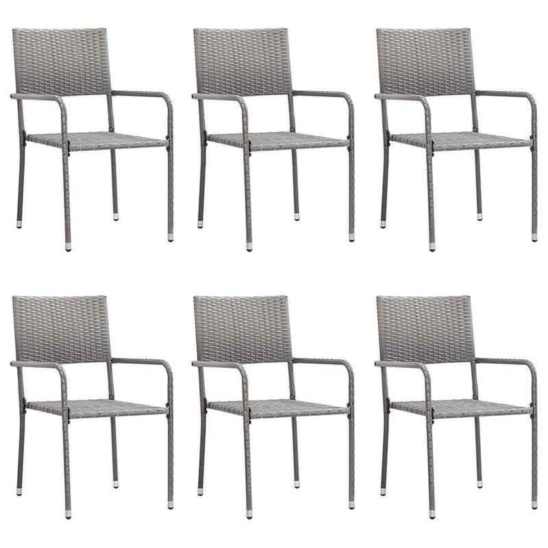vidaXL 7 Piece Garden Dining Set Grey Poly Rattan