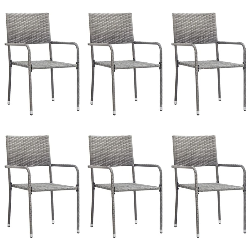 vidaXL 7 Piece Garden Dining Set Grey Poly Rattan