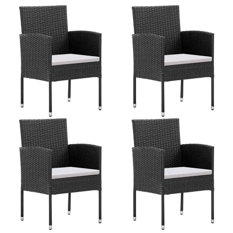 vidaXL 5 Piece Garden Dining Set with Cushions Black Poly Rattan