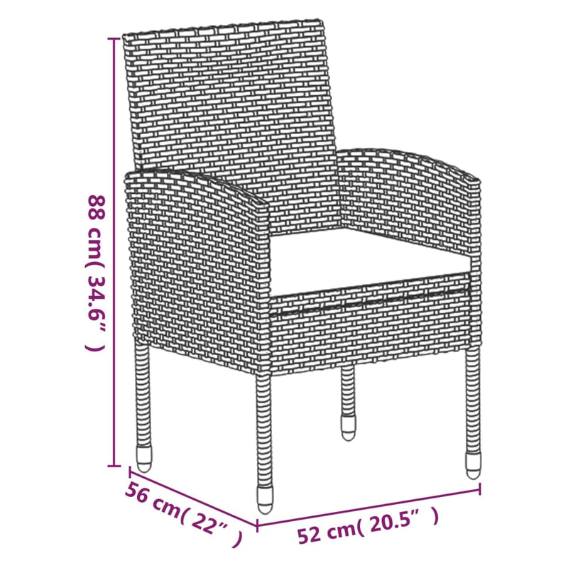 vidaXL 5 Piece Garden Dining Set with Cushions Black Poly Rattan