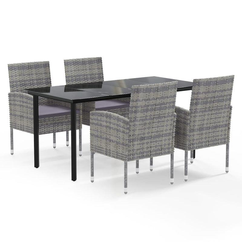 vidaXL 5 Piece Garden Dining Set with Cushions Anthracite Poly Rattan