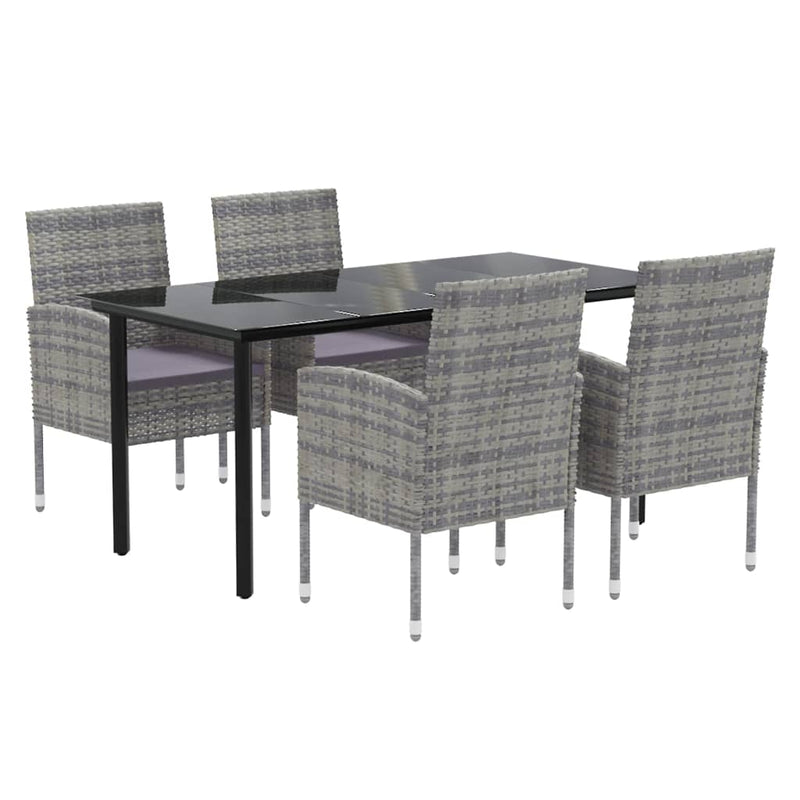 vidaXL 5 Piece Garden Dining Set with Cushions Anthracite Poly Rattan
