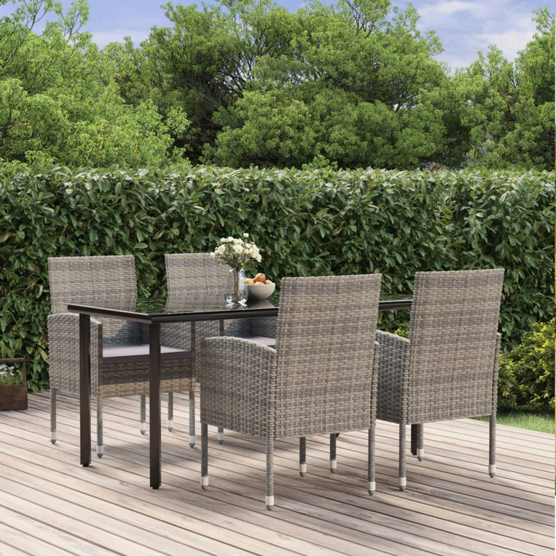 vidaXL 5 Piece Garden Dining Set with Cushions Anthracite Poly Rattan