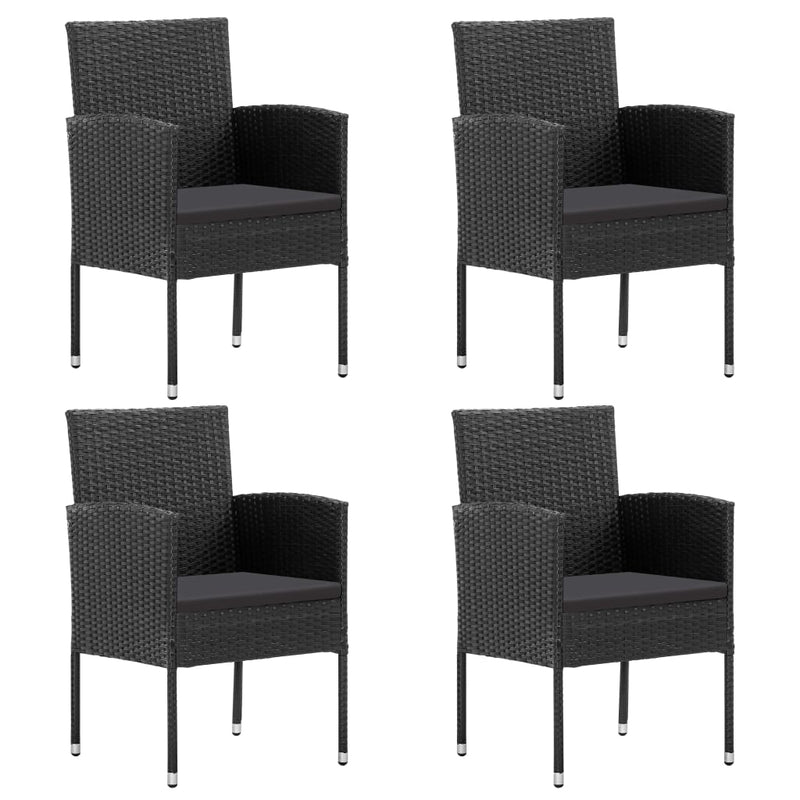 vidaXL 5 Piece Garden Dining Set with Cushions Black Poly Rattan