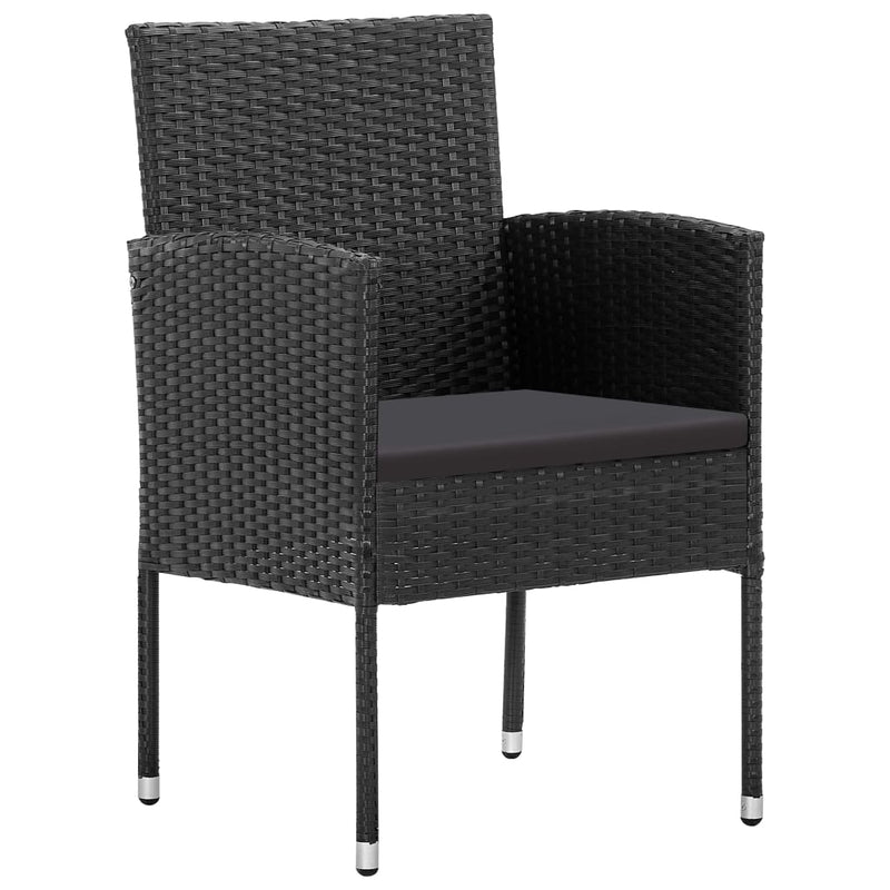 vidaXL 5 Piece Garden Dining Set with Cushions Black Poly Rattan